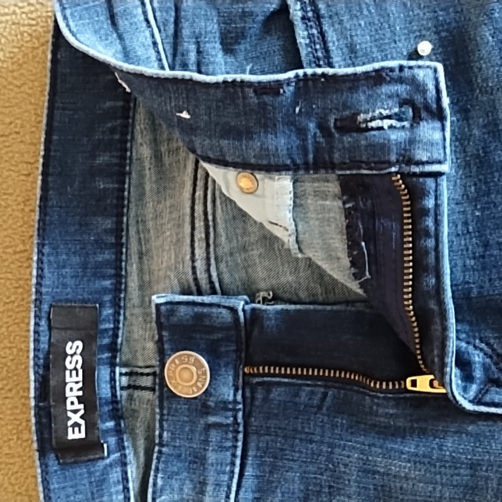 Express Midrise Ankle Denim Jeggings Women's Size 2 Stretch Performance Y2K Blue - Picture 8 of 10